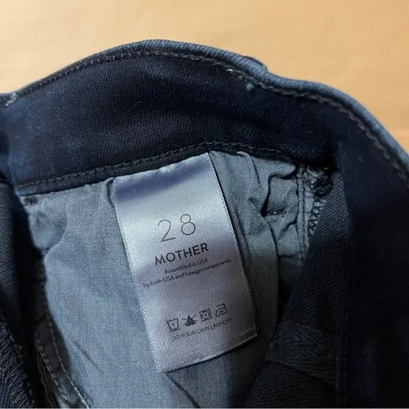 Mother The Hustler Ankle Fray Jeans Night in Paris High Rise Flare Denim Size 28